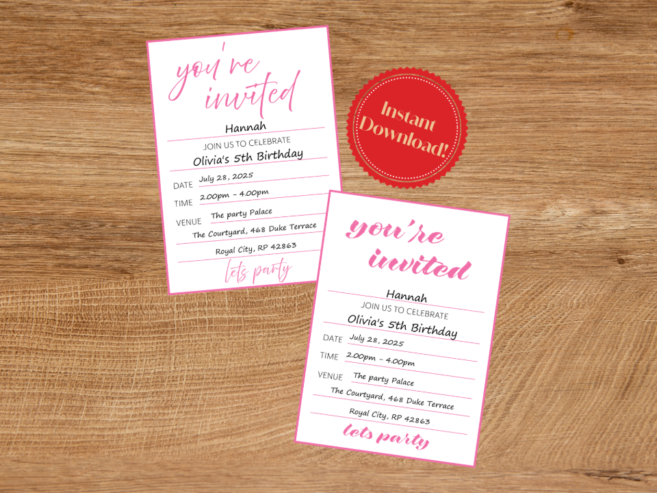 Pink Party Invite